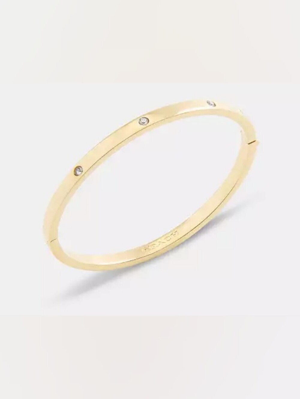 NWOT Coach Gold Toned Hinged Bangle CZ Studded